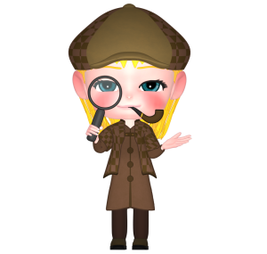 推理をする外国人女性の探偵のイラスト