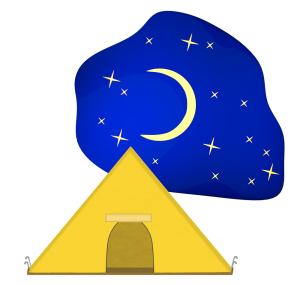 夜のテントのイラスト