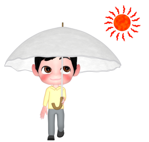 日傘をさす男性のイラスト