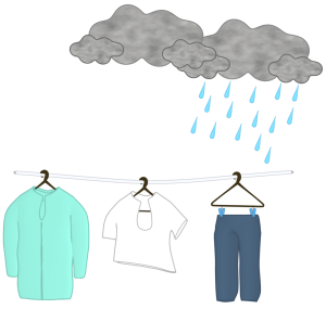 雨の日の洗濯物のイラスト