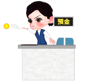 防犯カラーボールを投げる銀行員のイラスト