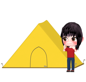 テントを張ったキャンプをする女性のイラスト