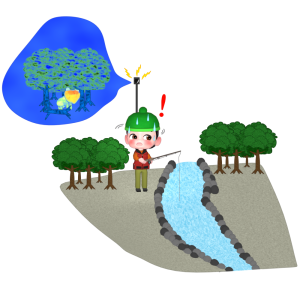 熱感知カメラでクマ対策のイラスト