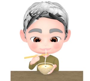 うどんを食べる高齢者のイラスト