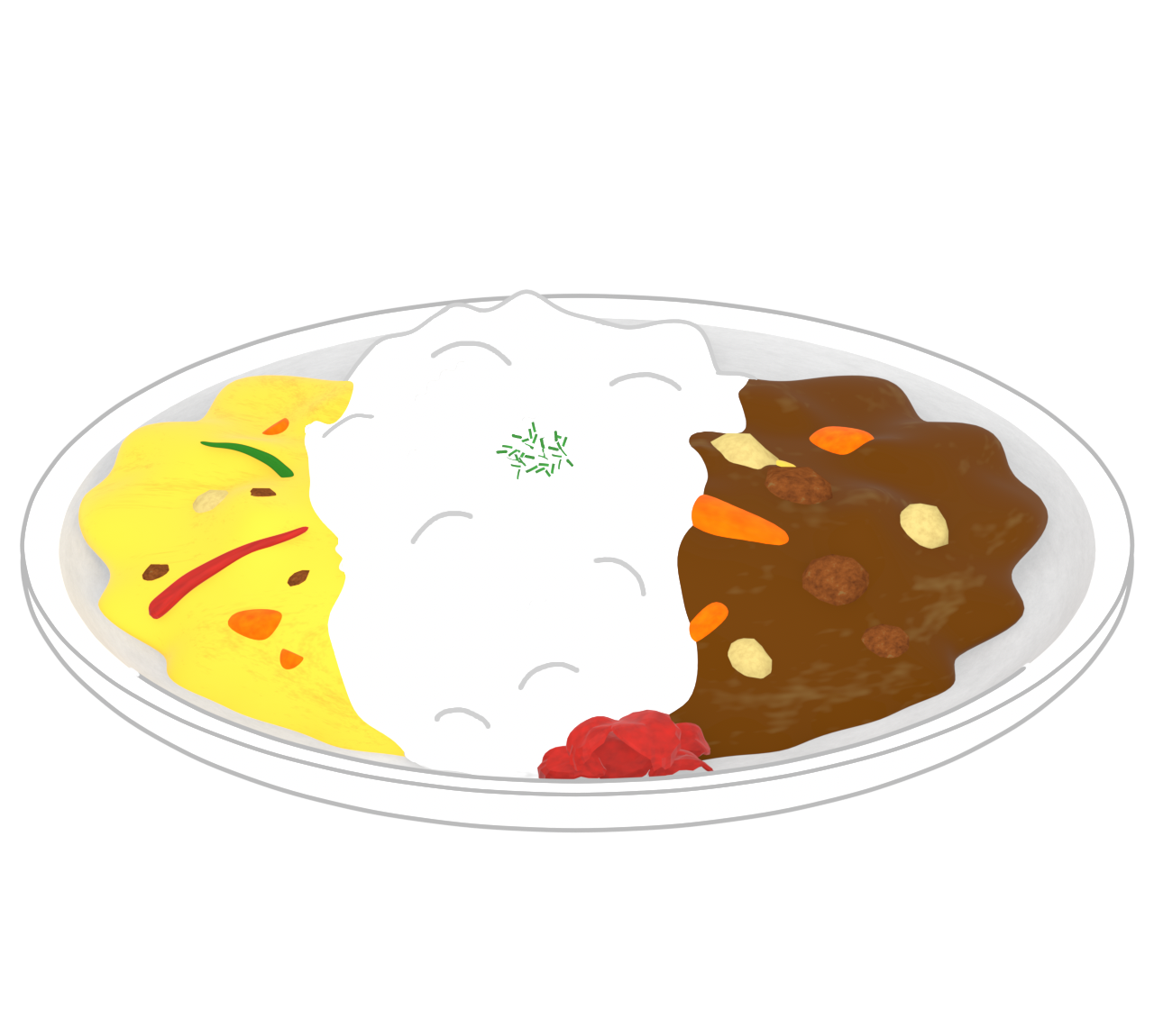 2種類のカレーのイラスト