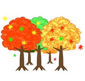 紅葉した森のイラスト