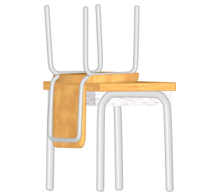 椅子を机にのせるイラスト