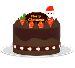 チョコレートクリスマスケーキのイラスト