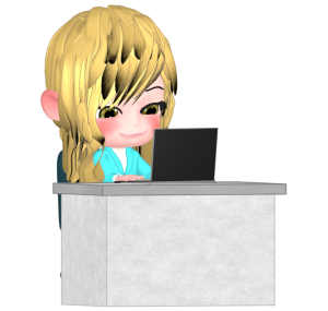 パソコンで作業をする外国人の女性のイラスト