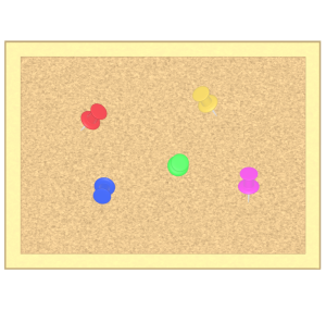 コルクボードに刺した押しピンのイラスト
