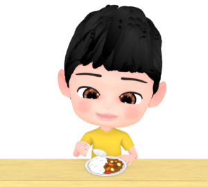 カレーを食べる男の子のイラスト