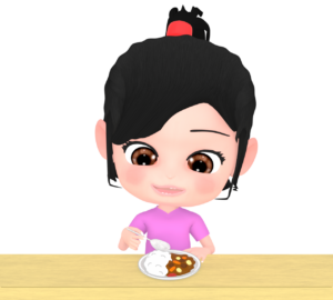 カレーを食べる女の子のイラスト