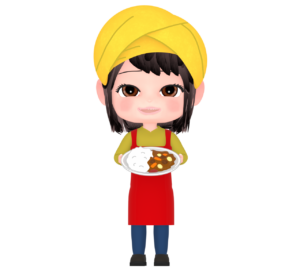 カレー屋のかわいい女性店員のイラスト