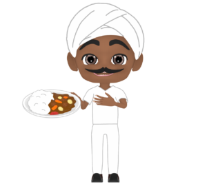 カレーライスを持つインド人のイラスト