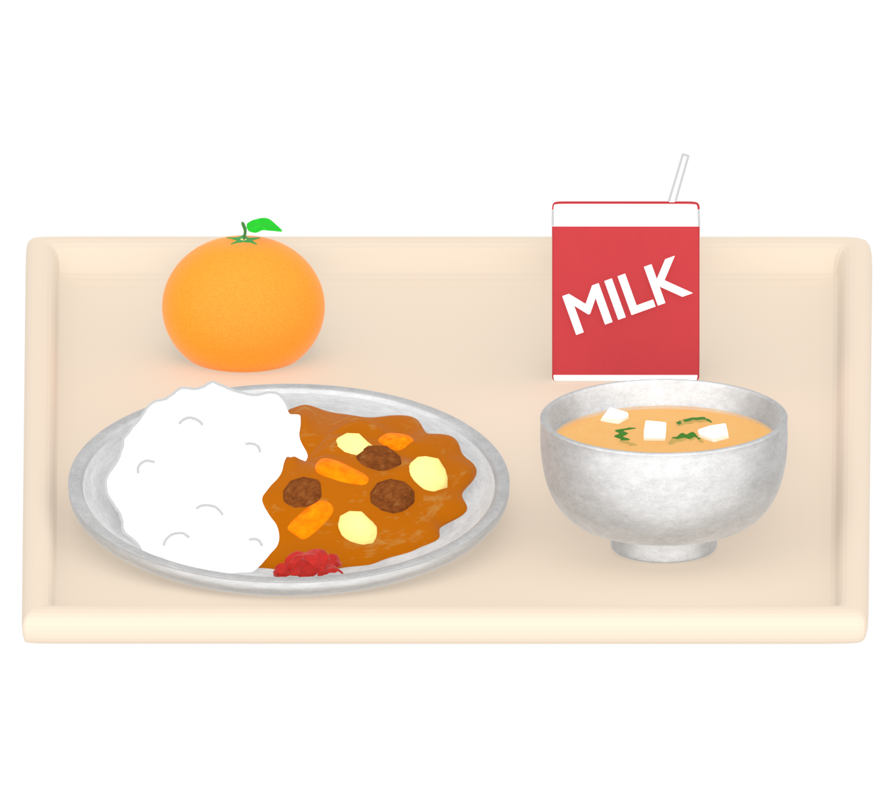 カレーの給食のイラスト