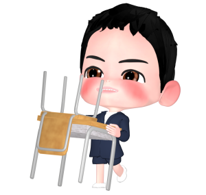 机を運ぶ子供のイラスト