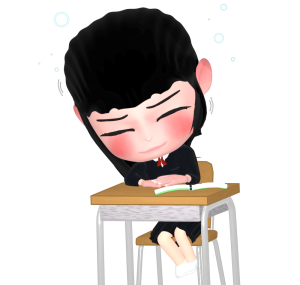 机でうたた寝する女子生徒のイラスト