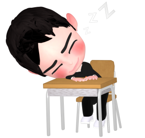 机に突っ伏して寝るイラスト