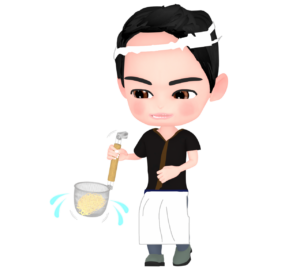 湯切りをするラーメン屋のイラスト