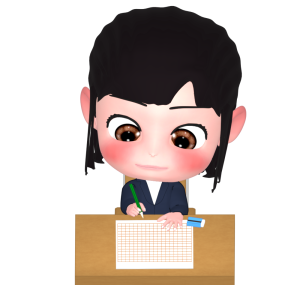 作文を書く女の子のイラスト