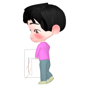 ハンドドライヤーで手を乾かす男性のイラスト