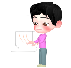 ハンドドライヤーで手を乾かす人のイラスト
