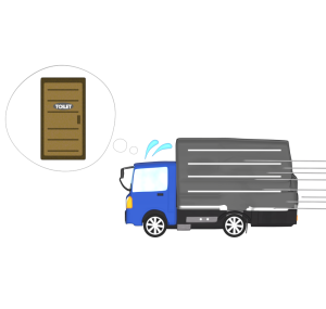 トイレに行きたいトラック運転手のイラスト
