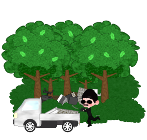 不法投棄をする犯人のイラスト