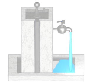 出しっぱなしの水飲み場のイラスト