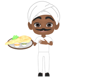 ナンとカレーを持つインド人のイラスト