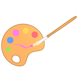 絵の具のパレットと筆のイラスト