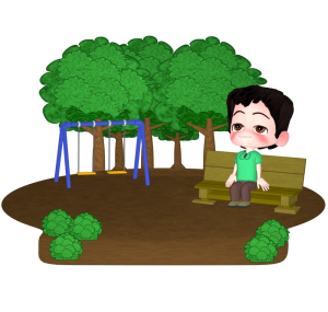 公園のベンチに座る男性のイラスト