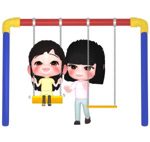 公園で遊ぶ親子のイラスト