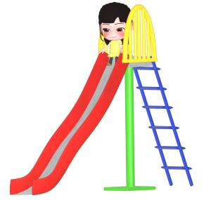 公園のすべり台と女の子のイラスト