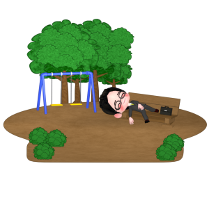 公園で仕事をサボる会社員のイラスト