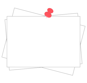 押しピンでとめたメモ用紙のイラスト