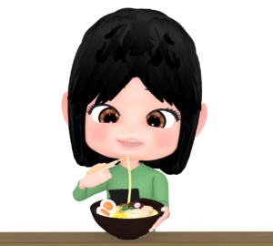 ラーメンを食べる女性のイラスト