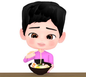 ラーメンを食べる人のイラスト
