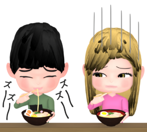 ラーメンをすする音が苦手な人のイラスト