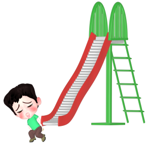 ローラー滑り台でお尻がかゆくなる人のイラスト