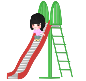 ローラー滑り台をすべる人のイラスト
