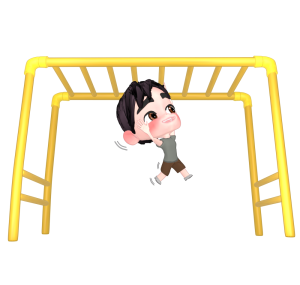 うんていで遊ぶ男の子のイラスト