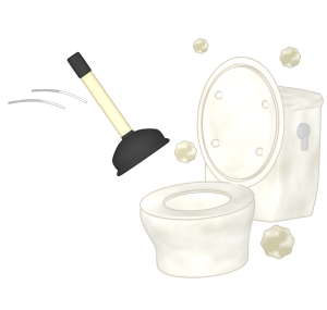 ラバーカップでトイレ掃除のイラスト