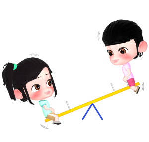シーソーで遊ぶ子供のイラスト