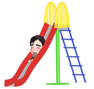 滑り台で遊ぶ子供のイラスト