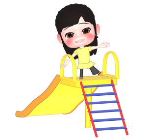 滑り台で遊ぶ女の子のイラスト