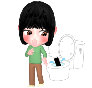 スマホをトイレに落とす女性のイラスト