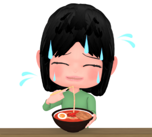 辛いラーメンを食べる人のイラスト
