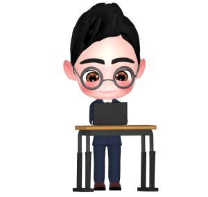 スタンディングデスクで仕事をする男性のイラスト