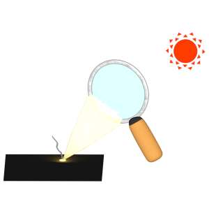太陽の光を集める虫眼鏡のイラスト